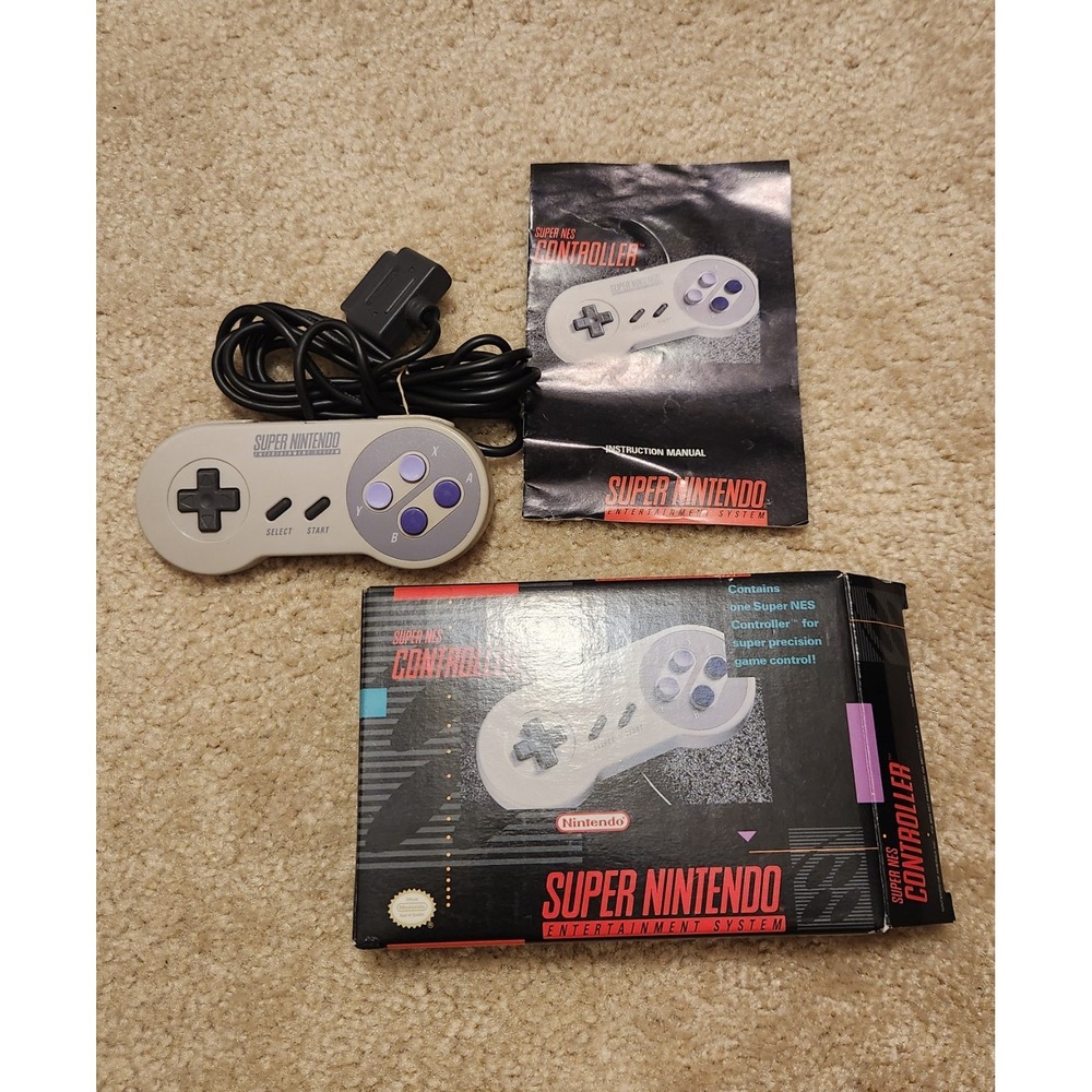 SNES Controller :Super Nintendo, 1991  Original Box SUPER NES Controller Manual